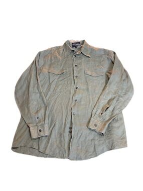 Kenneth Gordon New Orleans 100% Linen Long-sleeve Sport Shirt Size Large Preppy